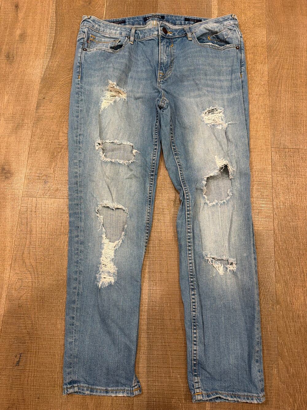 Vigoss Womens The Chelsea Skinny Jeans Blue 31x25 Denim Distressed